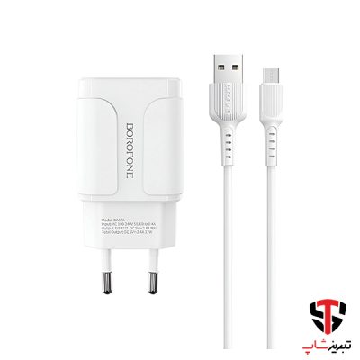 شارژر دیواری بروفون مدل BA37A به همراه کابل تبدیل microUSB