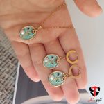 نیم ست میناکاری طرح گل و مروارید