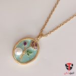 نیم ست میناکاری طرح گل و مروارید - Image 4